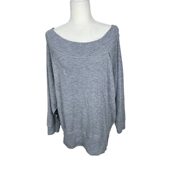 Free People Thermal Off Shoulder Henley Tunic Top Gray Women's Size Medium - Picture 3 of 12